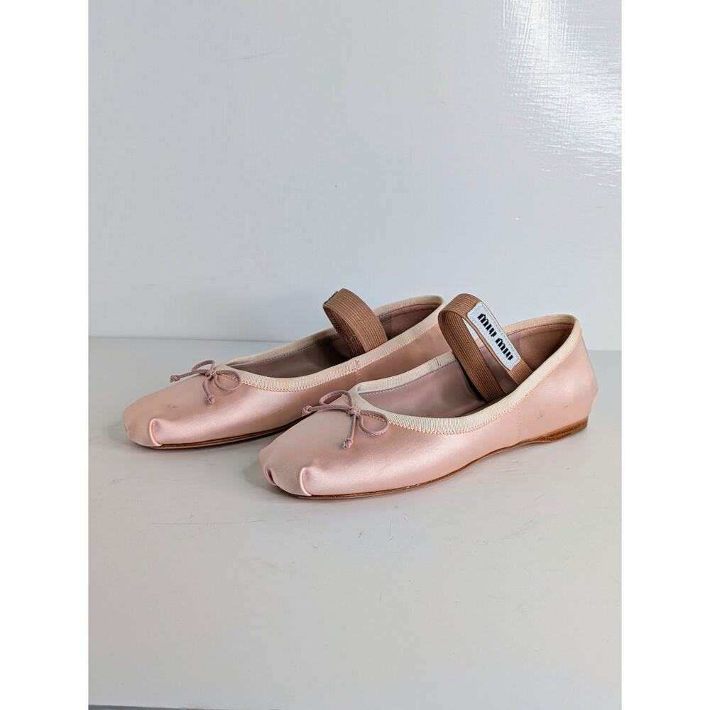 Miu Miu Ballet Flats 37 Orchid Pink Satin Bow Mary Jane Square Toe FW2022 6.5